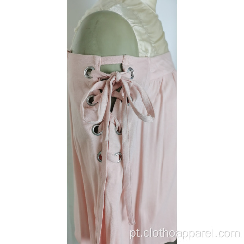 Top de estilo bonito rosa lady manguito laço